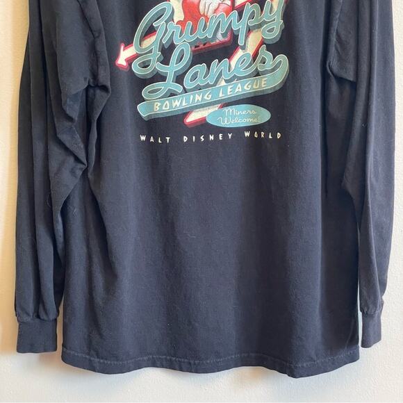 Disney L Vintage 1998-2007 Grumpy Bowling black long sleeve t-shirt Snow White - Picture 3 of 8